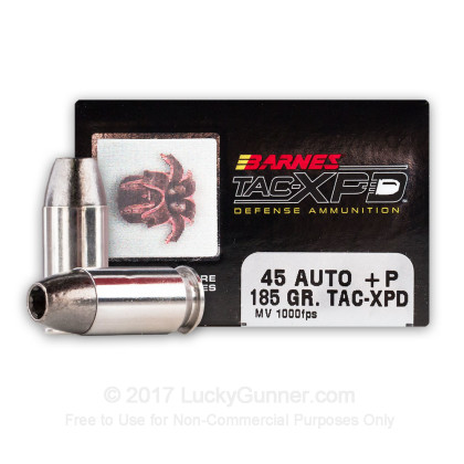 45 Acp P 185 Grain Schp Barnes Tac Xpd 20 Rounds Gunwinner