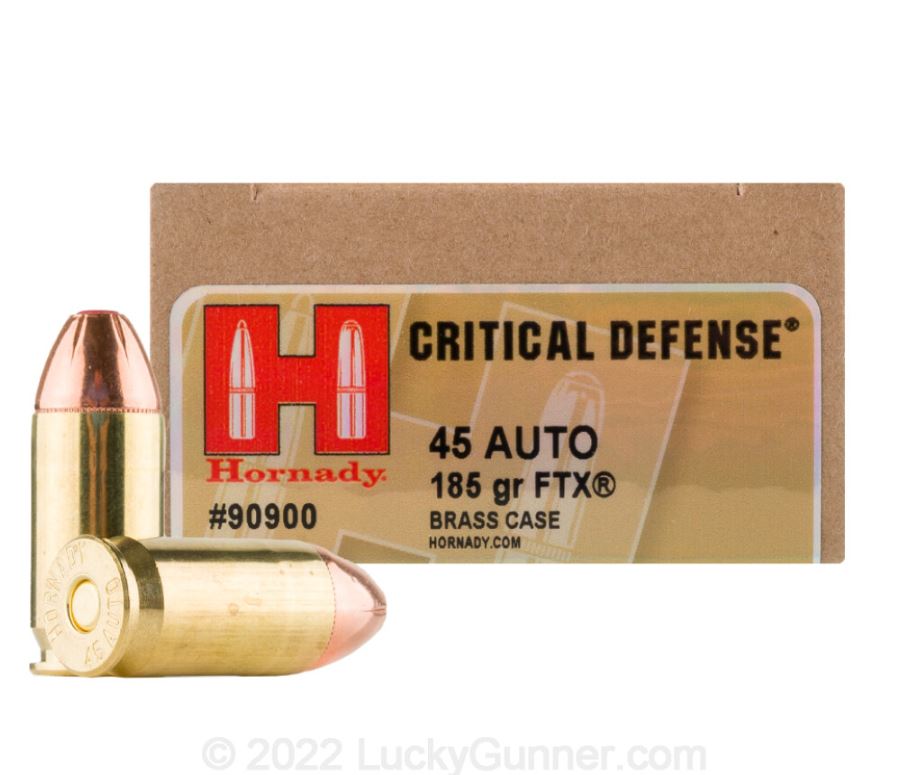 45 ACP - 185 Grain FTX - Hornady Critical Defense - 20 Rounds | Gunwinner