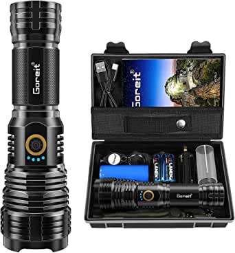 Flashlights LED High Lumens Rechargeable, Goreit 20000 Lumens XHP70.2 ...